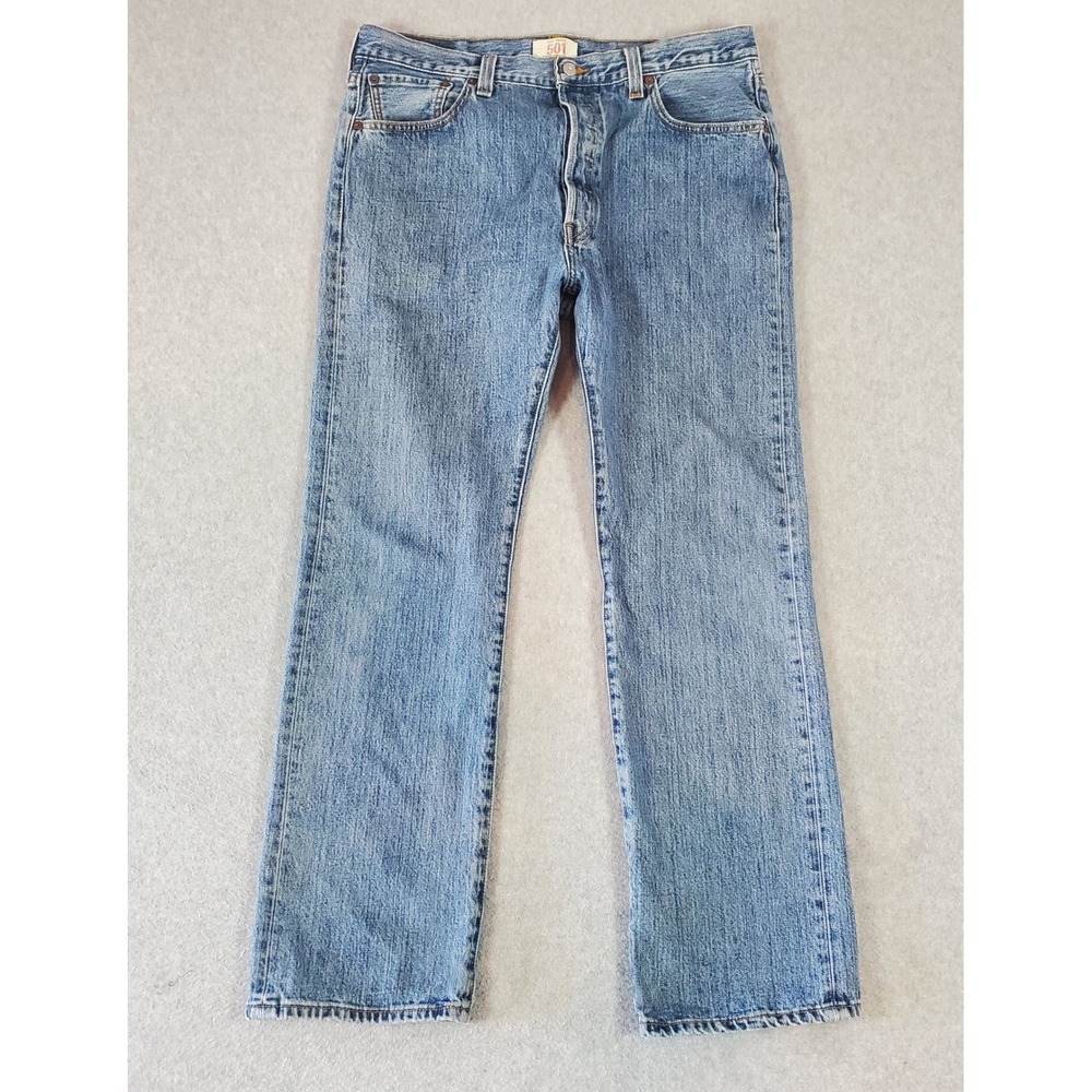 Vintage Y2K Levis 501 Jeans FITS 34X31 tag size 36x32 Blue Denim Button Fly
